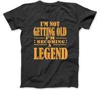 YUJINGG I'm Not Getting Old I'm Becoming A Legend Retro Vintage T-Shirt 100% Cotton Graphic Print T Shirts for Men Women Black (Black,XL)