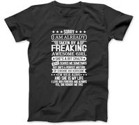 YUJINGG Sorry Im Already Taken by A Freaking Awesome Girl Funny Graphic Print T Shirts for Men Women Black (Black,L)