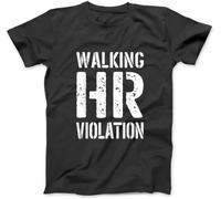 YUJINGG Walking HR Violation Human Resources T-Shirt 100% Cotton Graphic Print T Shirts for Men Women Black (Black,XXL)