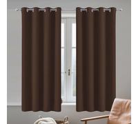YUJINLIU Blackout Curtains 100 x 90 cm Soft Thermal Insulated Black Out Thermal Curtains for Windows for Window Treatment Living Room/Kitchen, Brown