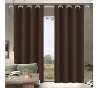 YUJINLIU Blackout Curtains/Grey Curtain Door Curtain 161 x 167 cm Super Soft Thermal Blackout Eyelet Curtains Grommet Curtains for Small Windows Kitchen Bedroom, Brown