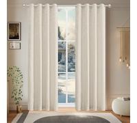 YUJOQUP Blackout Curtains for Bedroom, 2 Panels Thermal Insulated Eyelet Curtains, Light and Shadow Pattern Door Curtain for Living Room(Size:52" Wx 126" L(2 Panels),Color:White)