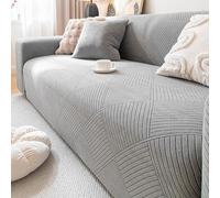 YUJOQUP Velvet Sofa Cover 3 Seater, High Stretch Couch Cover with Non Slip Elastic Bottom, Jacquard Loveseat Slipcover for Dogs Pets(Size:2 Seater(145cm-185cm),Color:Dark Grey)