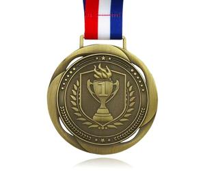 YUJUE First Place Medal, World Class - 3 Inch Wide - GOlympic Style Winner Medals Gold & Stripes Neck Ribbon - Perfect for Any Competition, Coaches, Students, Athletes and Academics