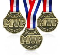 YUJUE MVP Champion Medals, 3 Pieces 2.75 Inch Gold Most Valuable Player Medals for Football Baseball Soccer Basketball Softball Player Team MVP Gift with Neck Strap