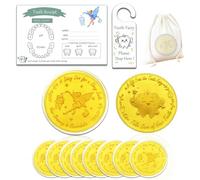 YUJUE Tooth Fairy Coins, 10 Pieces of Tooth Fairy Gold Coins and 10 Pieces of Tooth Fairy Certificates, Tooth Fairy Gift, Gold Coins Children, Lost Tooth Children Gifts Souvenir