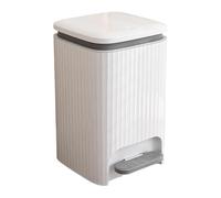 YUJUNDZSW Waste Bin 9/12 Liter Square Plastic Trash Can with Lid, Double Opening Lid Pedal Trash Can with Built-in Pressure Ring for Living Room, Bedroom, Kitchen,Bathroom Rubbish(White Gray,9L)