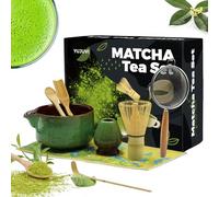 YUJUVI Matcha Kit Matcha Whisk Set Japanese Matcha Ceremony Accessory 9 Pieces Matcha Bowl with Beak Matcha Whisk Ouiller Tea Making Kit (Magic Green Kit)