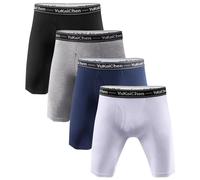 YuKaiChen Men's Boxer Shorts Breathable Long Legs Underwear Bamboo Fibre Men's Underwear Pack of 1 & 4, 4-pack mix-1, M