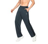 YuKaiChen Men's Jogging Bottoms Straight Leg Tracksuit Bottoms Open Hem Loose Fit Lightweight Quick Dry Jogging Pants Grey/Black-M