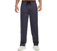 YuKaiChen Men's Jogging Bottoms Straight Leg Tracksuit Bottoms Open Hem Loose Fit Lightweight Quick Dry Jogging Pants Iron Grey L