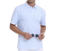YuKaiChen Men's Polo Shirts Adult Short Sleeve Breathable Stretch Golf Tennis Shirt Size XL Sky Blue