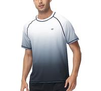 YuKaiChen Men's Rash Vest UPF 50+ Rash Guards Short Sleeve Swim Shirts UV Sun Protection Quick Dry for Surfing Diving Fishing White Gradient Anthracite 3XL