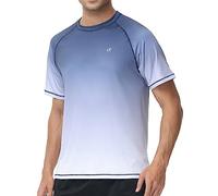 YuKaiChen Men's Rash Vest UPF 50+ Rash Guards Short Sleeve Swim Shirts UV Sun Protection Quick Dry for Surfing Diving Fishing Gradient Navy 3XL