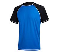 YuKaiChen Men's Rash Vest UPF 50+ Rash Guards Short Sleeve Swim Shirts UV Sun Protection Quick Dry for Surfing Diving Fishing Blue Black 3XL