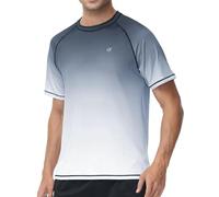 YuKaiChen Men's Rash Vest UPF 50+ Rash Guards Short Sleeve Swim Shirts UV Sun Protection Quick Dry for Surfing Diving Fishing Anthracite Gradient White 3XL