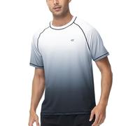 YuKaiChen Men's Rash Vest UPF 50+ Rash Guards Short Sleeve Swim Shirts UV Sun Protection Quick Dry for Surfing Diving Fishing White Gradient Anthracite 2XL