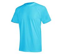 YuKaiChen Men's Rash Vest UPF 50+ Rash Guards Short Sleeve Swim Shirts UV Sun Protection Quick Dry for Surfing Diving Fishing Light Blue XXL