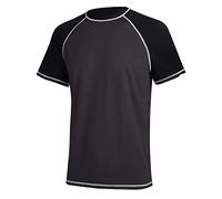 YuKaiChen Men's Rash Vest UPF 50+ Rash Guards Short Sleeve Swim Shirts UV Sun Protection Quick Dry for Surfing Diving Fishing Charcoal Grey XXL