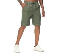 YuKaiChen Men's Shorts Classic Fit Twill Summers Casual Shorts with Zip Pockets Size 30 Army Green