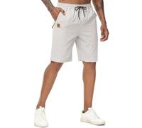 YuKaiChen Men's Shorts Classic Fit Twill Summers Casual Shorts with Zip Pockets Size 30 Beige