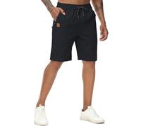 YuKaiChen Men's Shorts Classic Fit Twill Summers Casual Shorts with Zip Pockets Size 30 Black