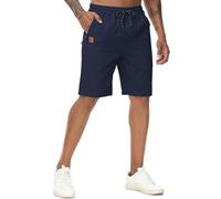 YuKaiChen Men's Shorts Classic Fit Twill Summers Casual Shorts with Zip Pockets Size 30 Navy