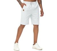 YuKaiChen Men's Shorts Classic Fit Twill Summers Casual Shorts with Zip Pockets Size 34 White