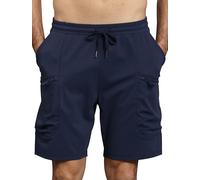 YuKaiChen Men's Shorts Textured Stretch Fabric Gym Cargo Shorts with Zip Pockets Size 42 Navy