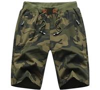 YuKaiChen Mens Shorts with Zip Pockets Summer Lightweight Quick Dry Elastic Waist Outdoor Casual Athletic Travel Running Camo Army 32