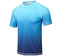 YuKaiChen Men's UPF 50+ Rash Guards Short Sleeve Swim Shirts Quick Drying Sun Protection Rash Vest Gradient Blue 3XL