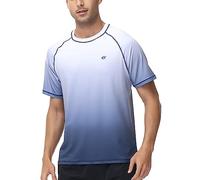 YuKaiChen Men's UPF 50+ Rash Guards Short Sleeve Swim Shirts Quick Drying Sun Protection Rash Vest White Gradient Navy M