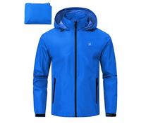 YuKaiChen Waterproof Jacket Men's Rain Coat Outdoor Lightweight Packaway TPU with Taped Seams for Hiking Camping Cycling Blue XXL