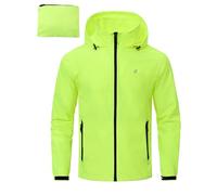 YuKaiChen Waterproof Jacket Men's Rain Coat Outdoor Lightweight Packaway TPU with Taped Seams for Hiking Camping Cycling Fluorescent Yellow XXL