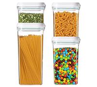 Yukaione Airtight Food Storage Container, 4 Pcs Clear Plastic Kitchen Canisters Set with pop up Airtight Lids for Bulk Food Cereal Candies Cookies Coffee Nuts Sugar Pet Food Storage