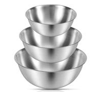 Yukaiwn Stainless Steel Mixing Bowls Set, 3 Pcs Metal Cooking Baking Bowl, Nesting Bowls 17cm/19.5cm/22.5cm Ideal as Mixing Bowl for Baking, Dough Kneading, Salad & Food Prep