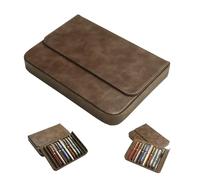 YUKAM Leather Pen Case for 12 Fountain Pen/Pencil Tray Case Organizer, Fashion Design, Handmade, Magnetic Closure with Drawer, Pen Tray Drawer Holder Design（brown）