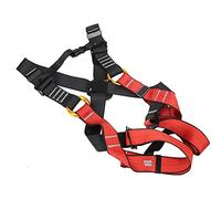 YUKERMARB Children Harness, High Strength Polyester Safety Belt with Adjustable Leg Waist Rings for Rock or Hiking Activities (Black and red large size (10-14 years old))