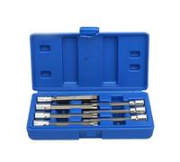 YUKERMARB Extra Long Bit Socket Set Chrome Vanadium Steel Socket Kit 7 Piece T25 T60 110mm 3 8 Inch Drive with S2 Star Bits for Auto Repair Mechanics and Garage Use