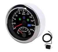 YUKERMARB GPS Speedometer, 85mm Digital GPS Speedometer and Tachometer Gauge 0 to 200 MPH 0 to 8000 RPM Stainless Steel IP67 Red Backlight for Car Boat RV Yacht ((Black CX8193))