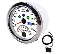 YUKERMARB GPS Speedometer, 85mm Digital GPS Speedometer and Tachometer Gauge 0 to 200 MPH 0 to 8000 RPM Stainless Steel IP67 Red Backlight for Car Boat RV Yacht ((White CX8194))