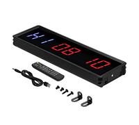 YUKERMARB LED Interval Timer Gym Clock Fitness Timer Training 5 Function 12 24 Hour Clock Stopwatch Countdown Count Up with Wireless Remote Buzzer LED Display for Gym Home Fitness