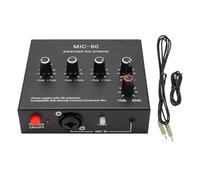 YUKERMARB Microphone Preamp, Mic Gain Booster Pre Amplifier with 48V Power 3 Channel Gain XLR 3.5mm 6.35mm Outputs for Podcasting Vocal Recording Home Studio (With .5mm Sound Cable)
