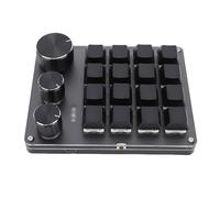 YUKERMARB Programmable Macro Keyboard, Small Mechanical Gaming Keyboard Mini Macro Keypad 16 Key Pad 3 Knobs Compact Custom Keypad with LED for PC Mac Gaming Photoshop (Black)