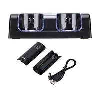 YUKERMARB Remote Battery Charger, Lightweight ABS Dual Charging Dock, Convenient for Controllers with 5Ft AC Adapter, Ideal for Clutter-Free Spaces (Black)