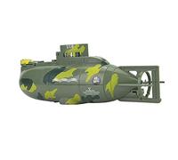 YUKERMARB Remote Control Submarine Toy 6 Channel RC Submarine Mini Simulation Military Model Infrared Rechargeable Battery with 4 Way Movement for Kids 8+ (Green)