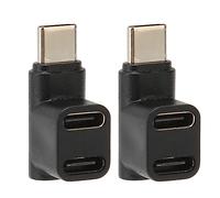 YUKERMARB USB C 90 Degree Adapter 1 to 2 10Gbps 100W Right Angle Type C Male to Dual Female USB 3.1 4K 60Hz Charging Compatible for