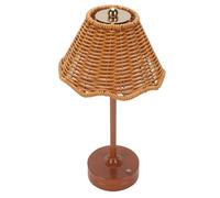 YUKERMARB Vintage Rattan Table Lamp, Rechargeable Cordless LED Desk Lamp with Touch Control 3 Brightness Levels 3 Color Temperatures for Bedroom Living Room Home Decor (Brown)