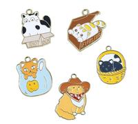 Yukfhgt Creative Enamel Cat Charms for Jewelry Making 20 Pcs 5 Styles Cute Cat Charms for DIY Earring Necklace Bracelet Key Chain Pendants Crafts, Alloy, No Gemstone