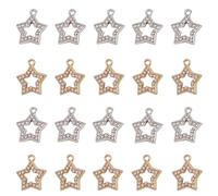 Yukfhgt Creative Star Diamond Pendant 20 Pcs Charming Alloy Star Diamond Shining Star Pendant DIY Making Necklace Earrings Bracelet。, Alloy, Water Diamond